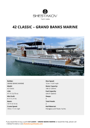 GRAND BANKS MARINE - 42 Classic
