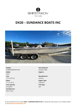 SUNDANCE BOATS INC - DX20