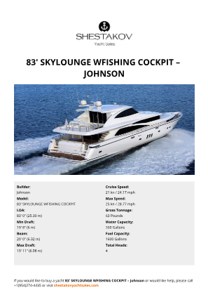 Johnson - 83' SKYLOUNGE WFISHING COCKPIT