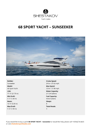 Sunseeker - 68 Sport Yacht