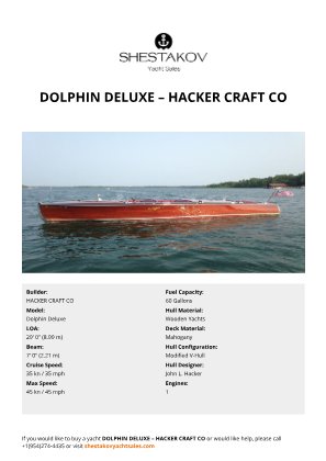 HACKER CRAFT CO - Dolphin Deluxe