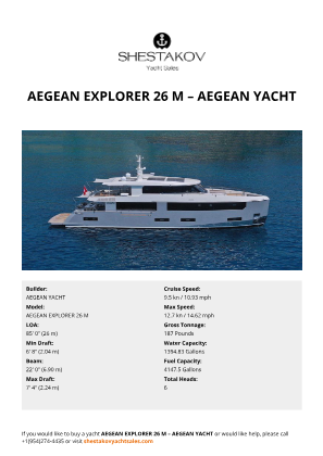 AEGEAN YACHT - AEGEAN EXPLORER 26 M