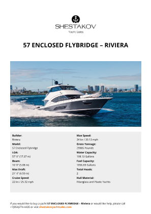 Riviera - 57 Enclosed Flybridge