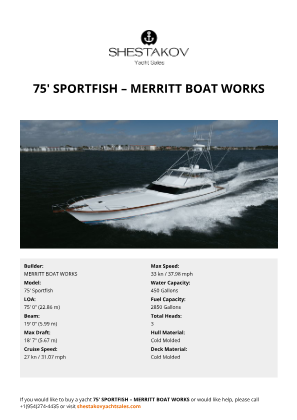 MERRITT BOAT WORKS - 75' Sportfish